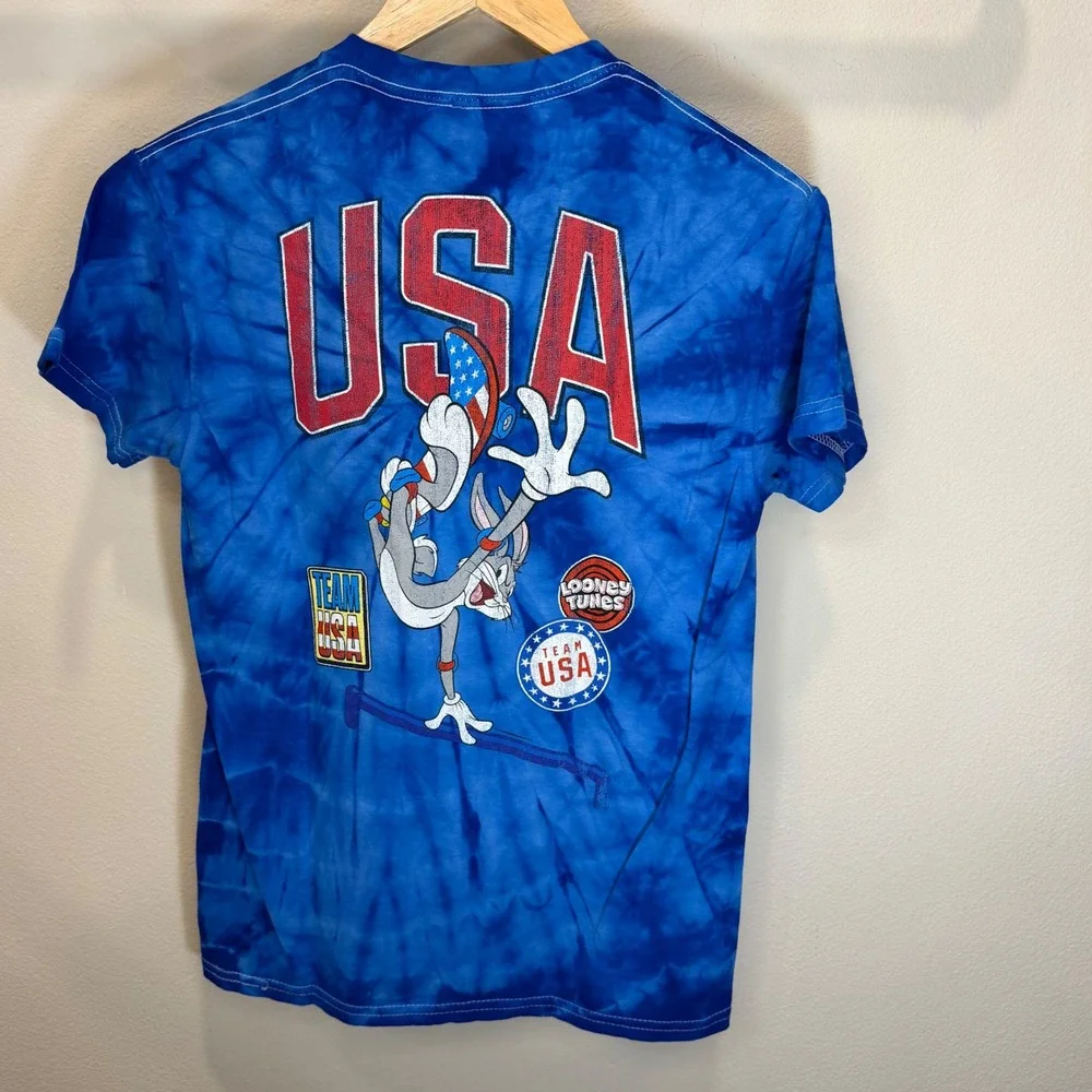 Looney Tunes Team USA Bugs Bunny Tie Dye T-Shirt Blue Kids XL 18/20 0120